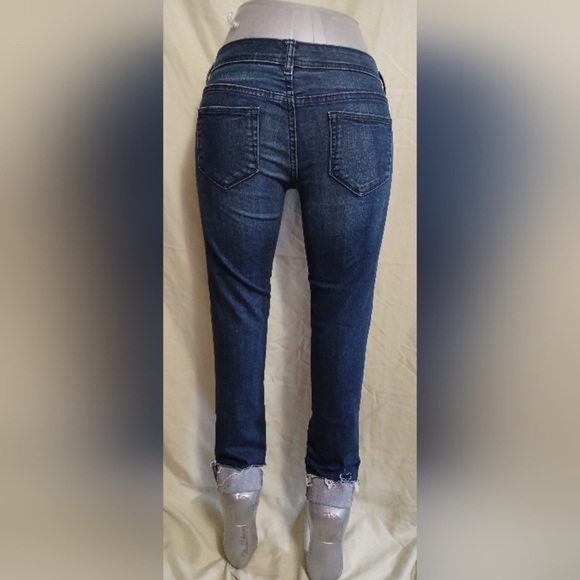 A Mossimo Supply Co. Dark Blue Slkm Skinny Raw Ankle Denim Jeans - Picture 2 of 9